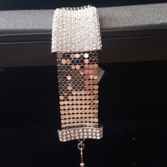 NWT! Wide Mesh Tennis Bracelet w/Crystals - Picture 5 of 7